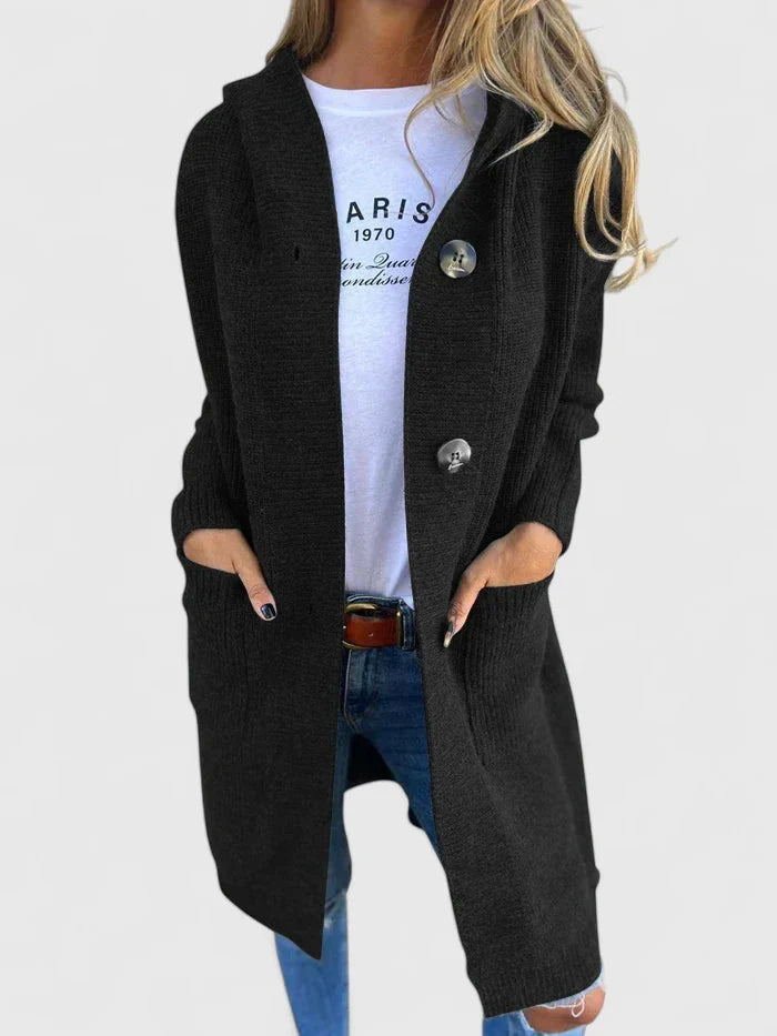 Women's Longline Button Cardigan with Deep Front Pockets