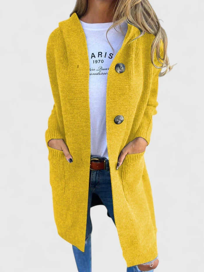 Women's Longline Button Cardigan with Deep Front Pockets