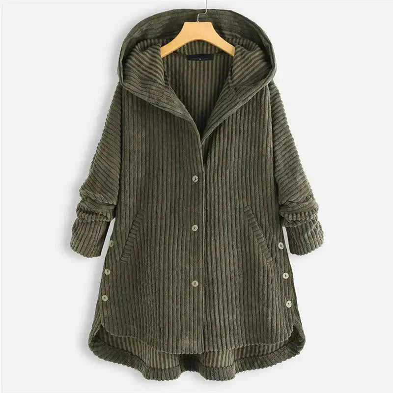 Women's Loose-Fit Hooded Coat with Pockets