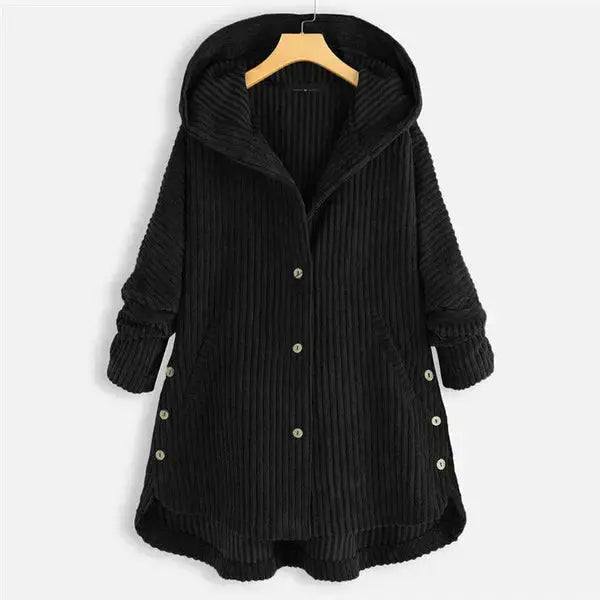 Women's Loose-Fit Hooded Coat with Pockets