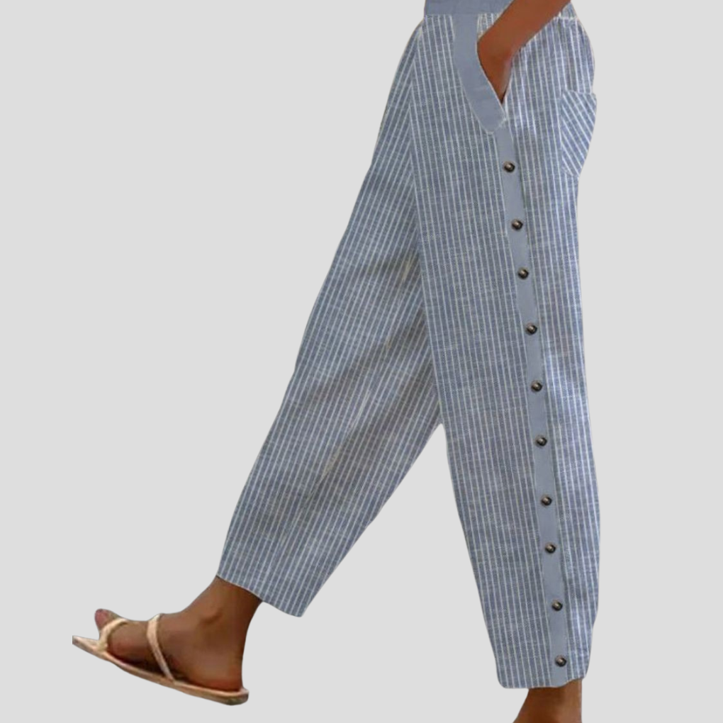 Women's Loose Striped Pants with Pockets