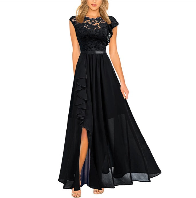 Women's Maxi Dress with Romantic Details and Ruffles