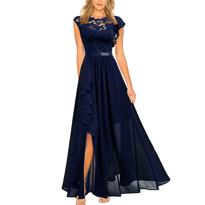 Women's Maxi Dress with Romantic Details and Ruffles