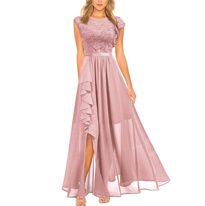 Women's Maxi Dress with Romantic Details and Ruffles