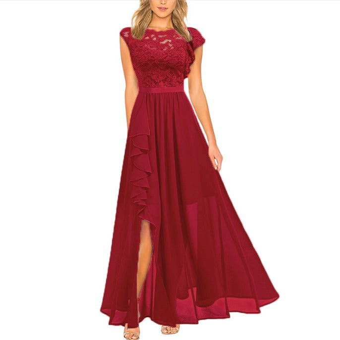 Women's Maxi Dress with Romantic Details and Ruffles