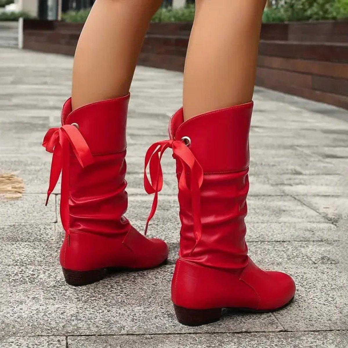 Women's Mid-Calf Lace-Up Block Heel Boots
