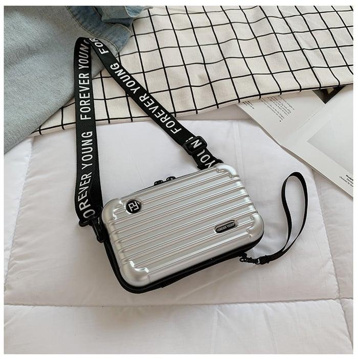 Women's Mini Suitcase Crossbody Bag – Classic Black & Compact Travel Design
