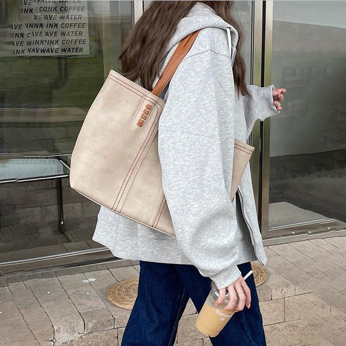 Women's Minimalist Large Structured Tote Bag