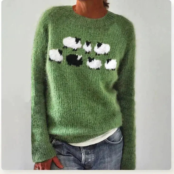 Women's Multicolour Nordic Jumper with Boat Neck in Relaxed Fit