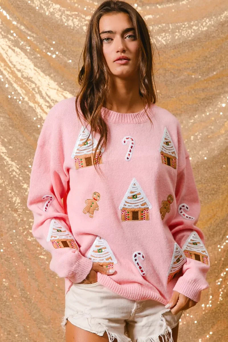 Women's Novelty Christmas Crew Neck Sweater