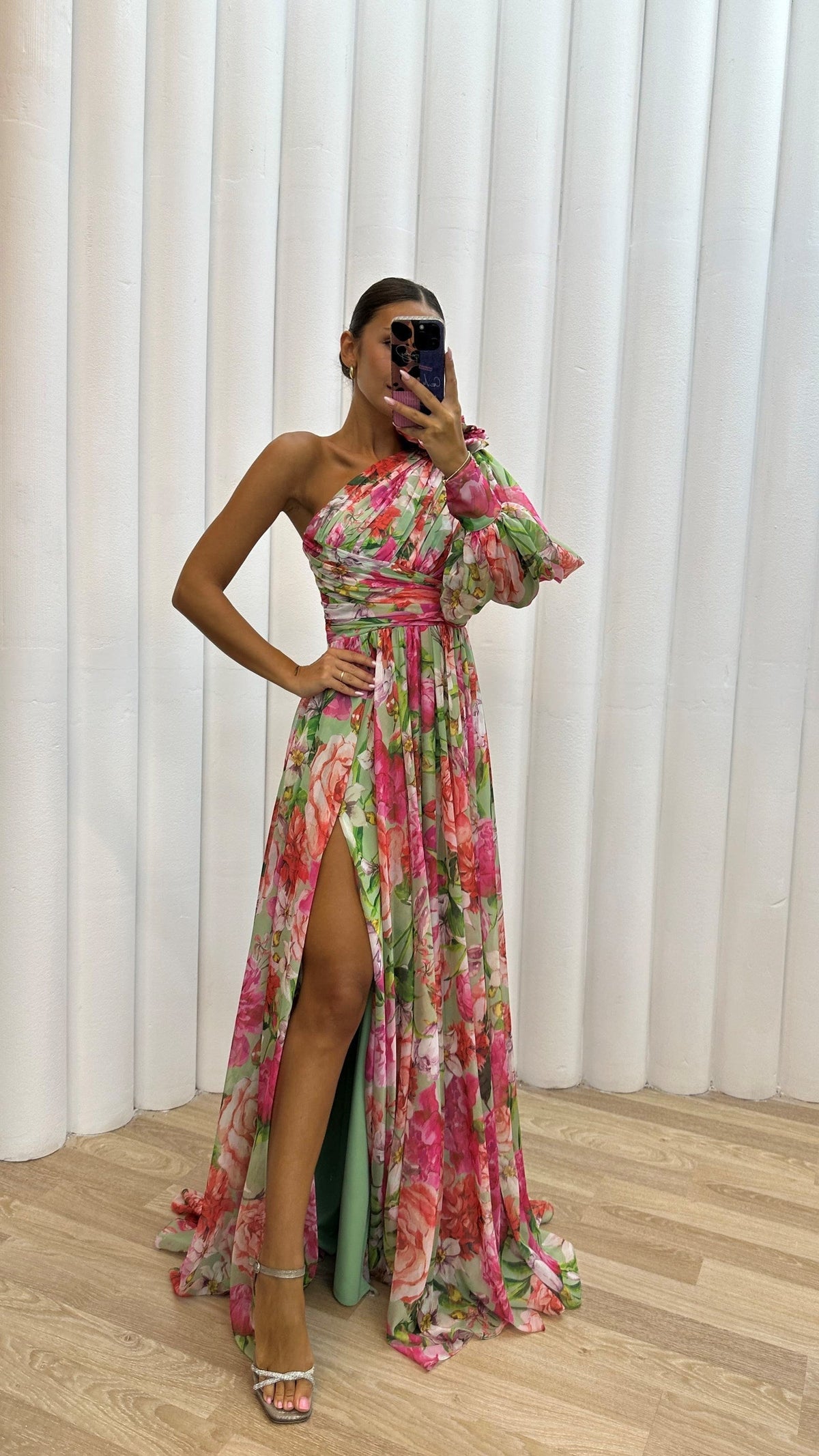 Women's One-Shoulder Floral Maxi Dress