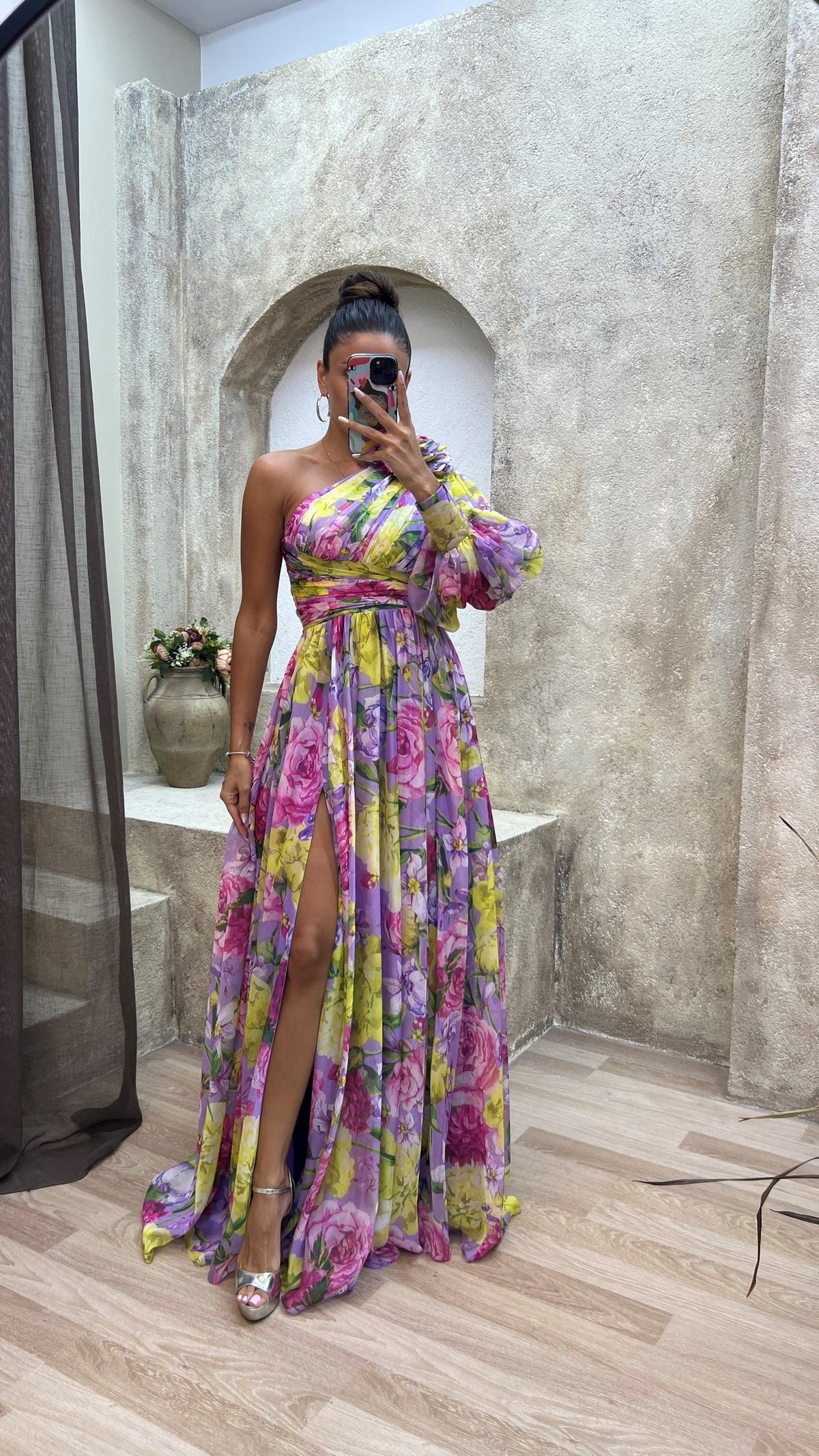 Women's One-Shoulder Floral Maxi Dress