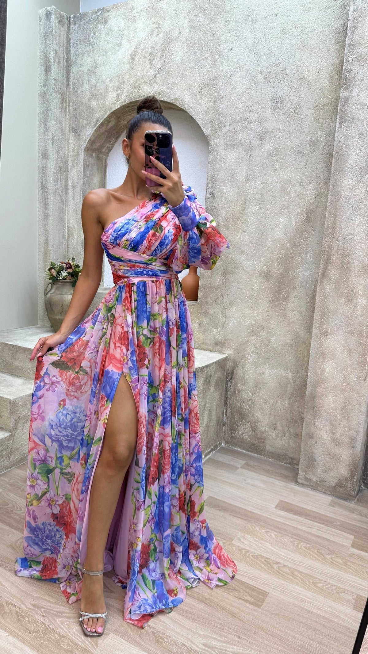Women's One-Shoulder Floral Maxi Dress