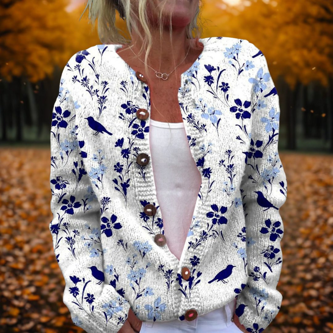 Women's Open-Front Floral Cardigan with Soft Drape