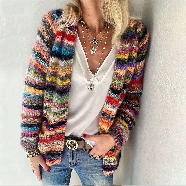 Women's Open Front Relaxed Fit Long Sleeve Cardigan