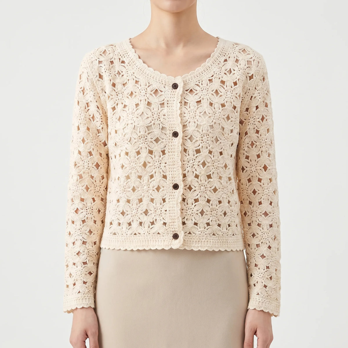 Women's Openwork Cardigan - Lightweight Layer