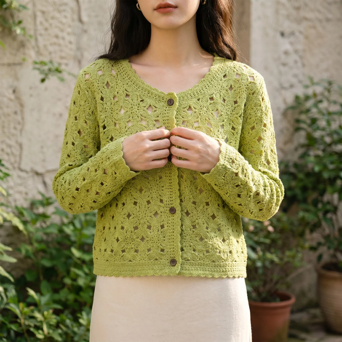 Women's Openwork Cardigan - Lightweight Layer