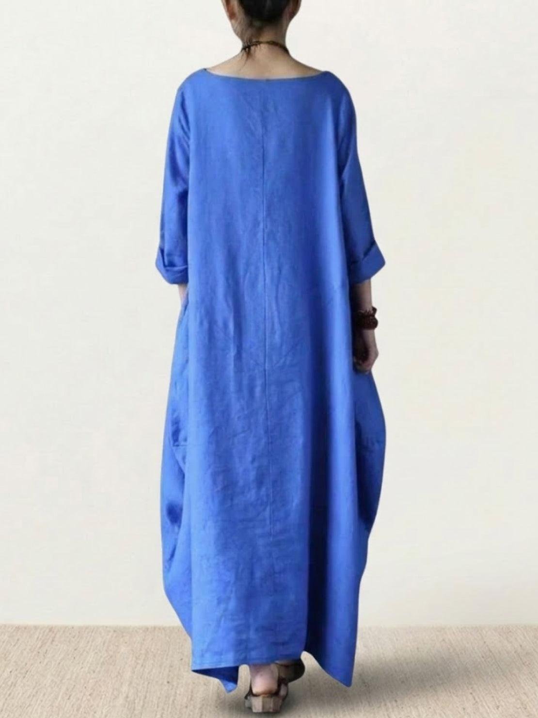 Women's Oversized 3/4 Batwing Sleeve Floor-Length Maxi Dress