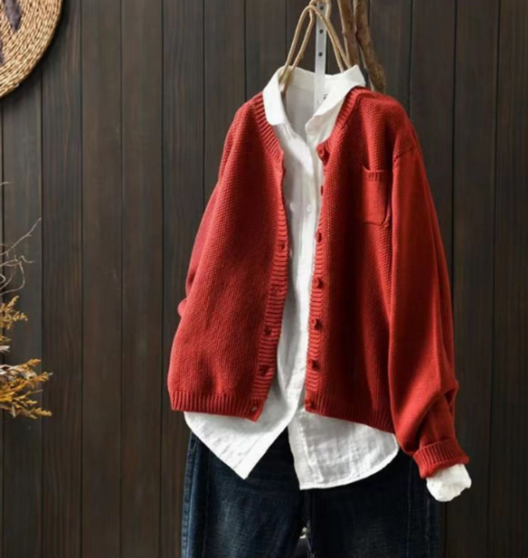 Women's Oversized Button-Front Relaxed Cardigan Sweater
