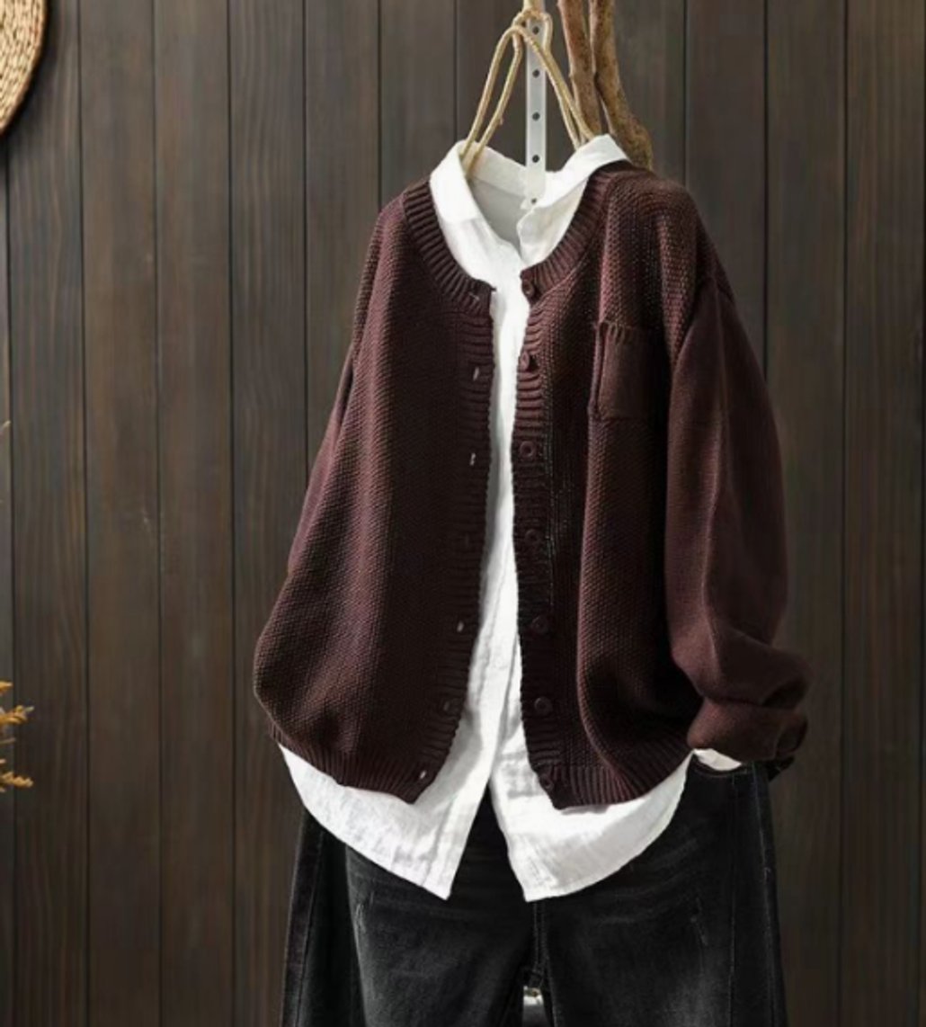 Women's Oversized Button-Front Relaxed Cardigan Sweater