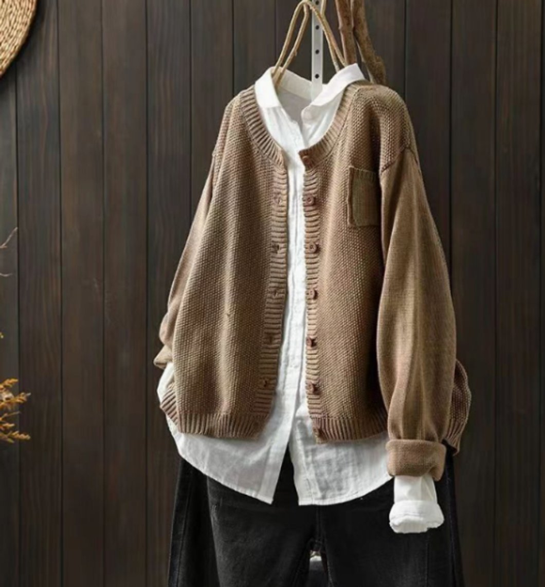 Women's Oversized Button-Front Relaxed Cardigan Sweater