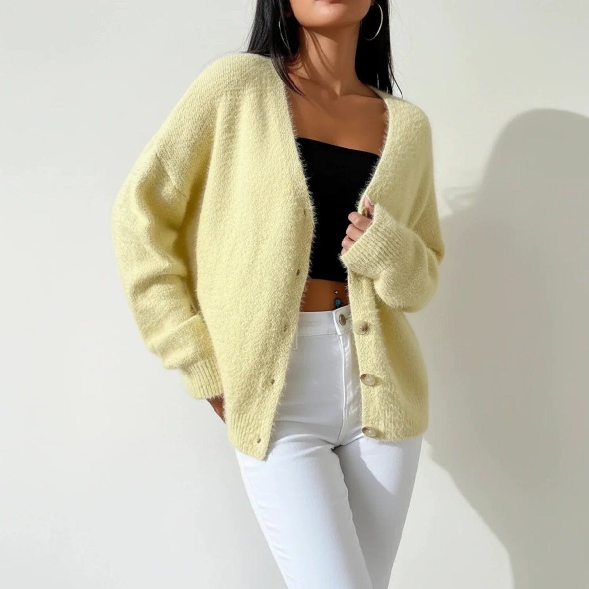 Women's Oversized Button-Front Winter Cardigan