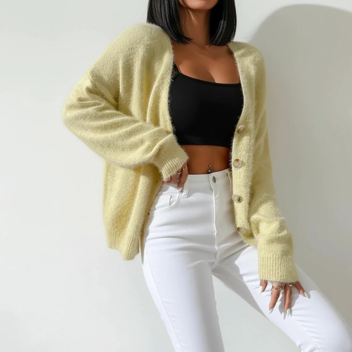 Women's Oversized Button-Front Winter Cardigan