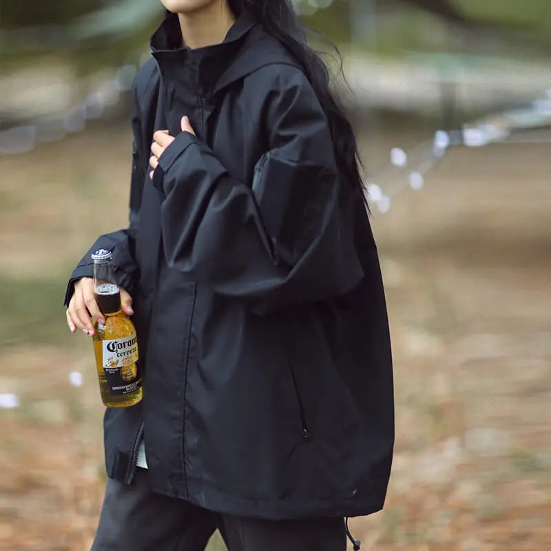 Women's Oversized Hooded Jacket with Relaxed Fit