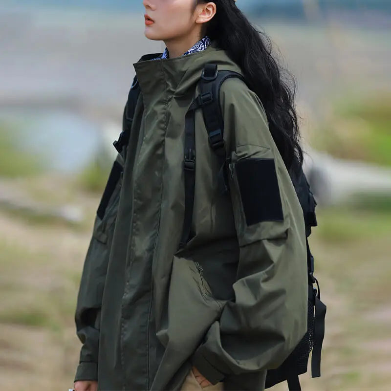 Women's Oversized Hooded Jacket with Relaxed Fit