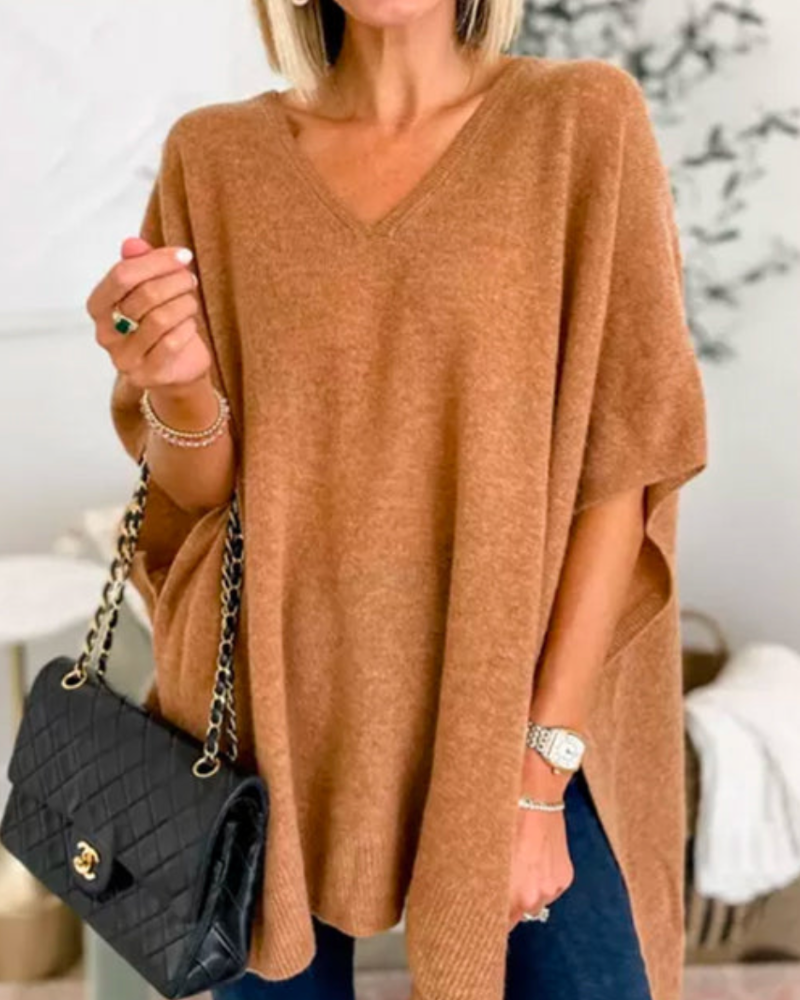 Women's Oversized V-Neck Sweater