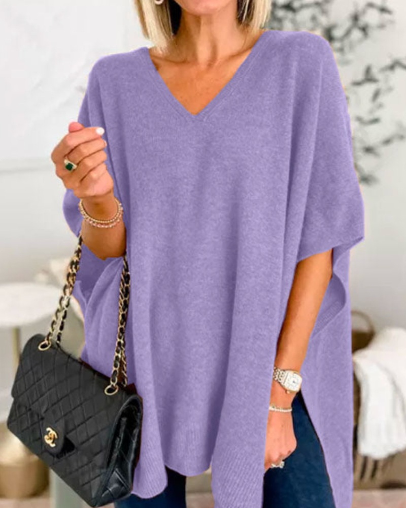 Women's Oversized V-Neck Sweater