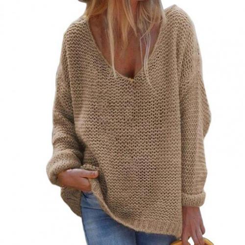Women's Oversized V-Neck Sweater