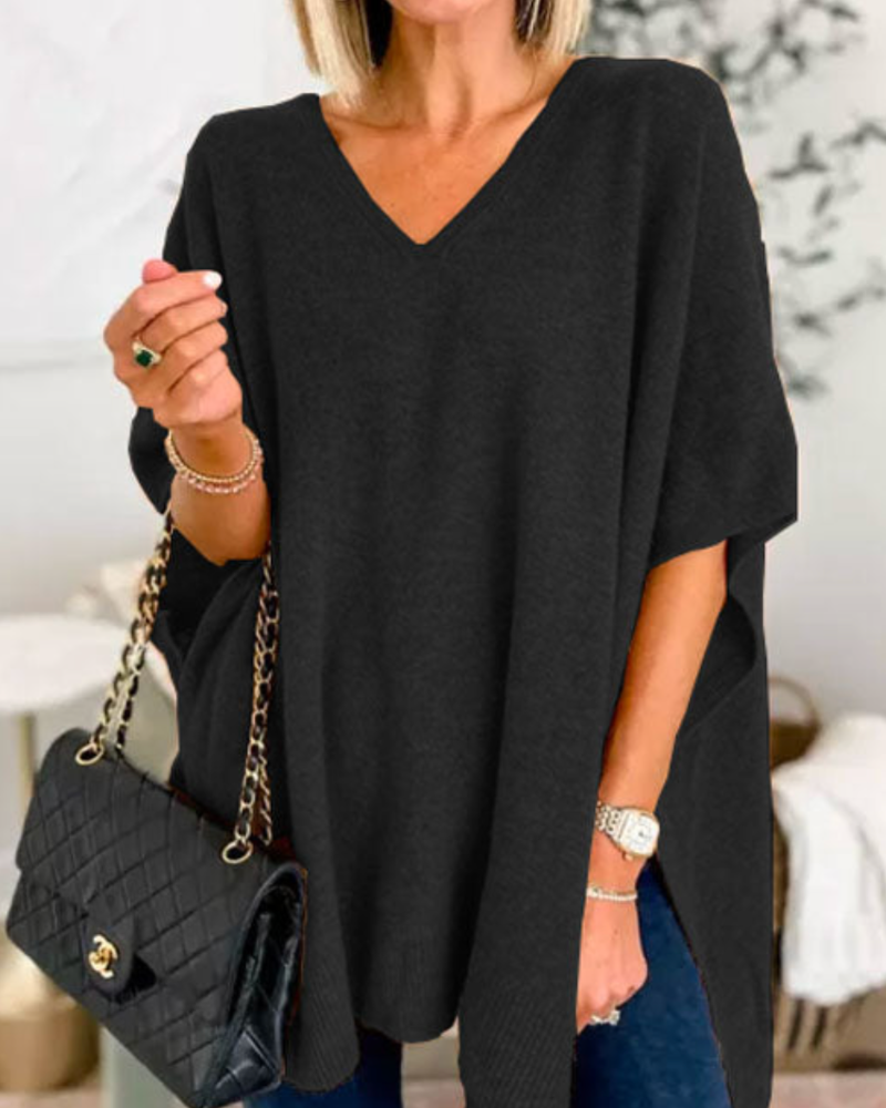 Women's Oversized V-Neck Sweater