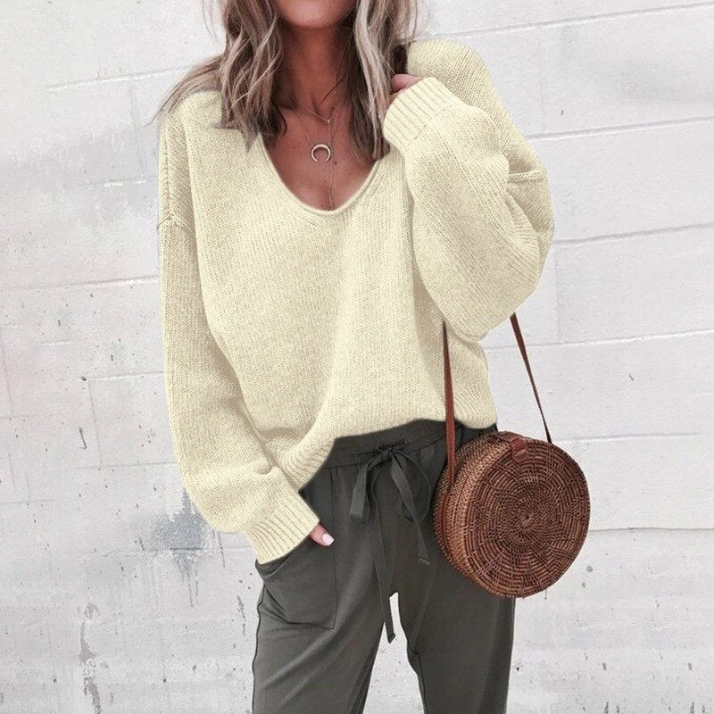 Women's Oversized V-Neck Sweater