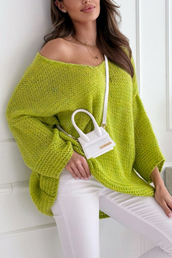 Women's Oversized V-Neck Sweater