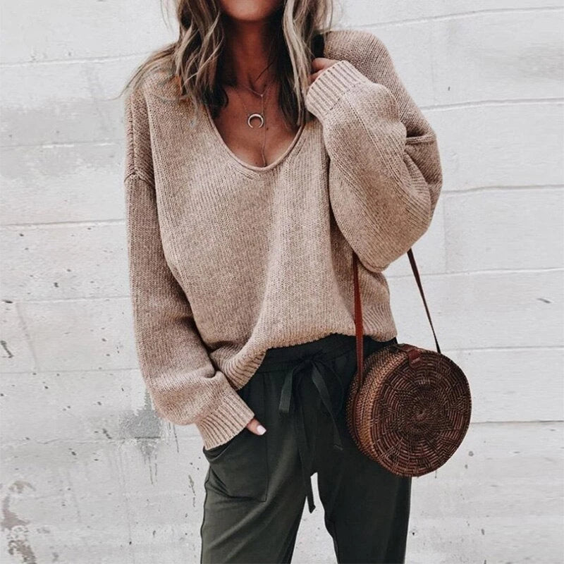Women's Oversized V-Neck Sweater