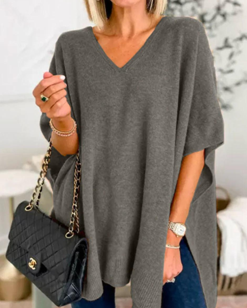 Women's Oversized V-Neck Sweater