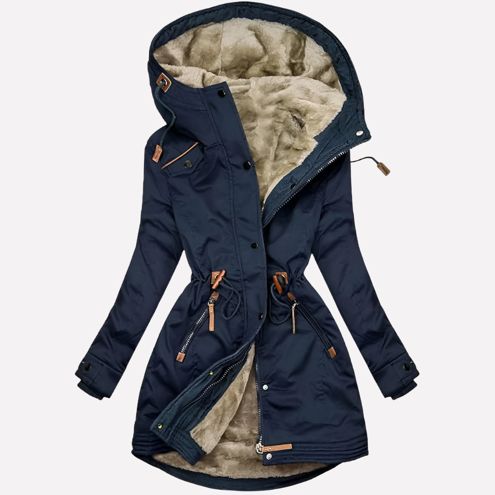 Women's Parka with Lined Hood and Drawstring Waist