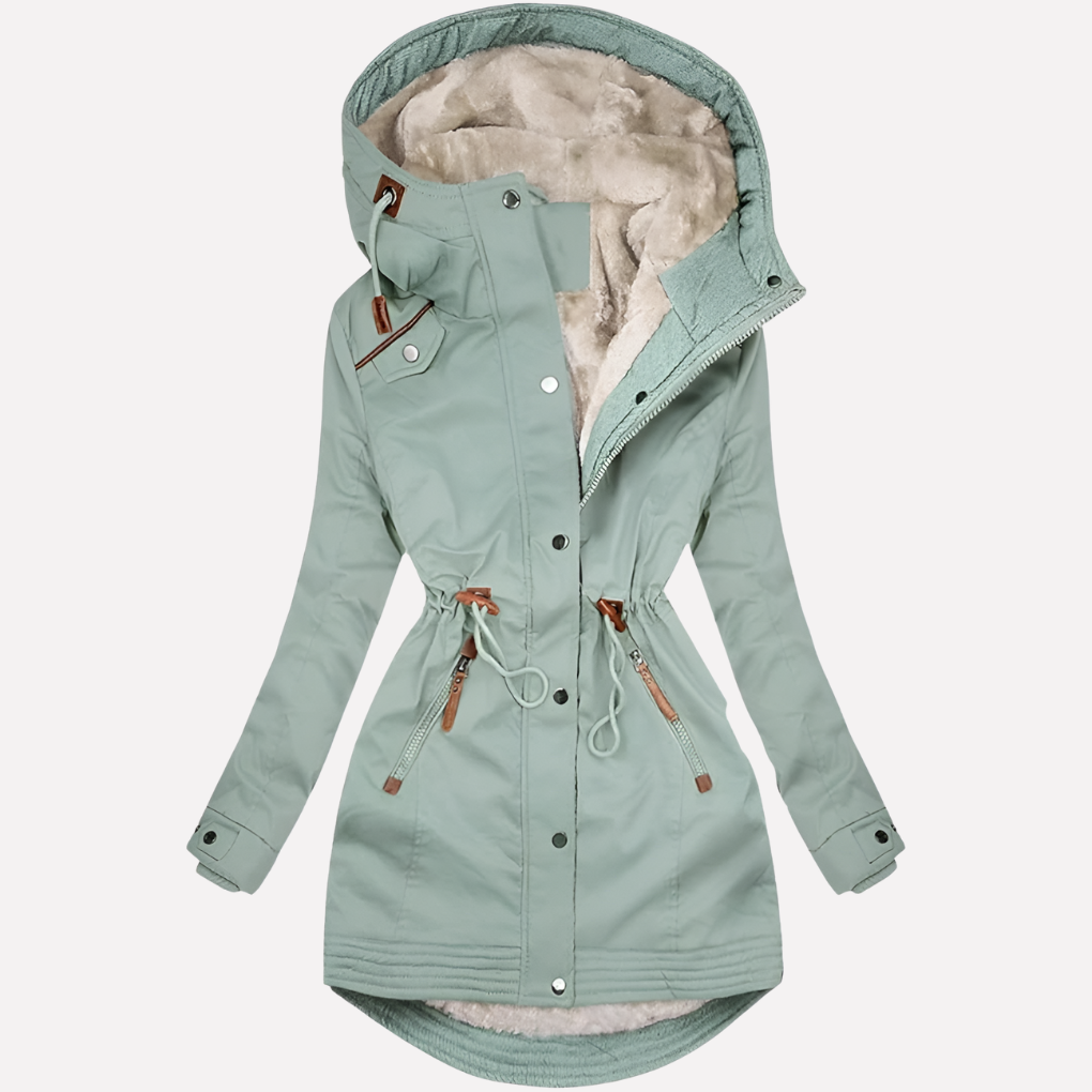 Women's Parka with Lined Hood and Drawstring Waist