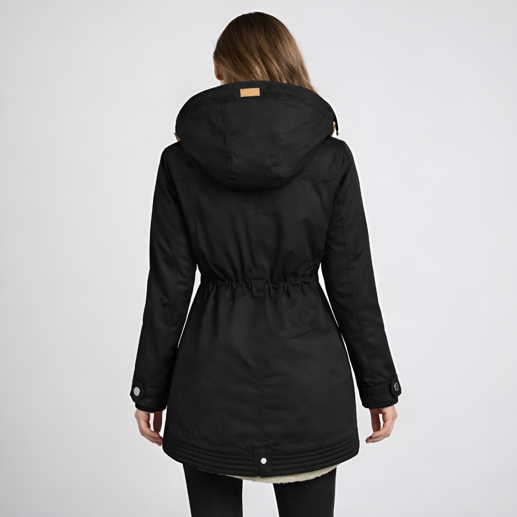 Women's Parka with Lined Hood and Drawstring Waist