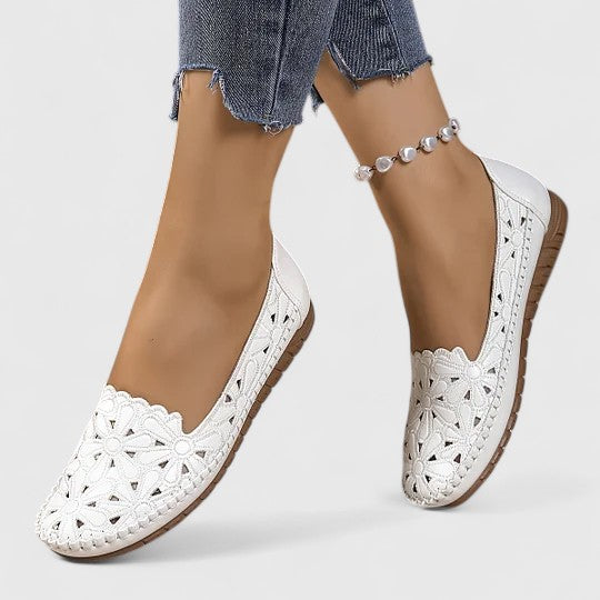 Women's Perforated Floral Slip-On Ballet Flats