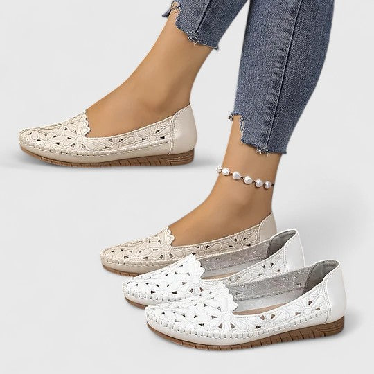 Women's Perforated Floral Slip-On Ballet Flats