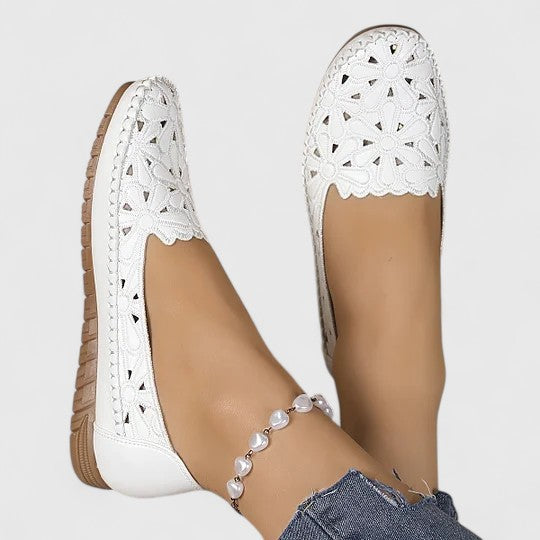 Women's Perforated Floral Slip-On Ballet Flats