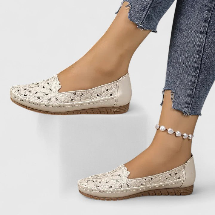 Women's Perforated Floral Slip-On Ballet Flats
