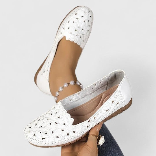Women's Perforated Floral Slip-On Ballet Flats