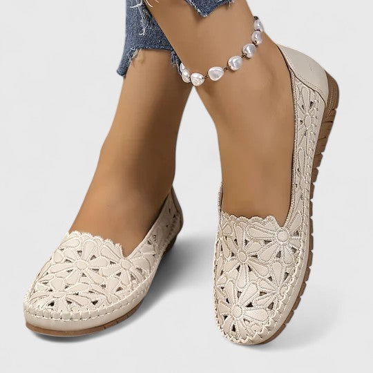 Women's Perforated Floral Slip-On Ballet Flats