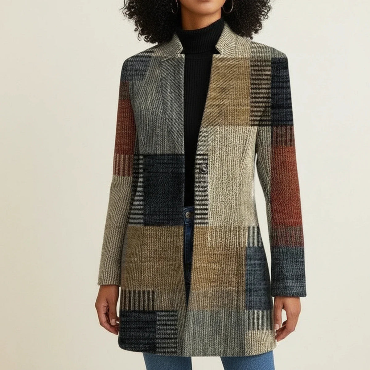 Women's Plaid Longline Shirt Jacket