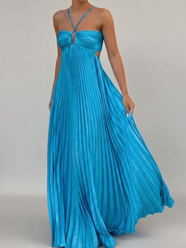 Women's Pleated A-Line Maxi Dress