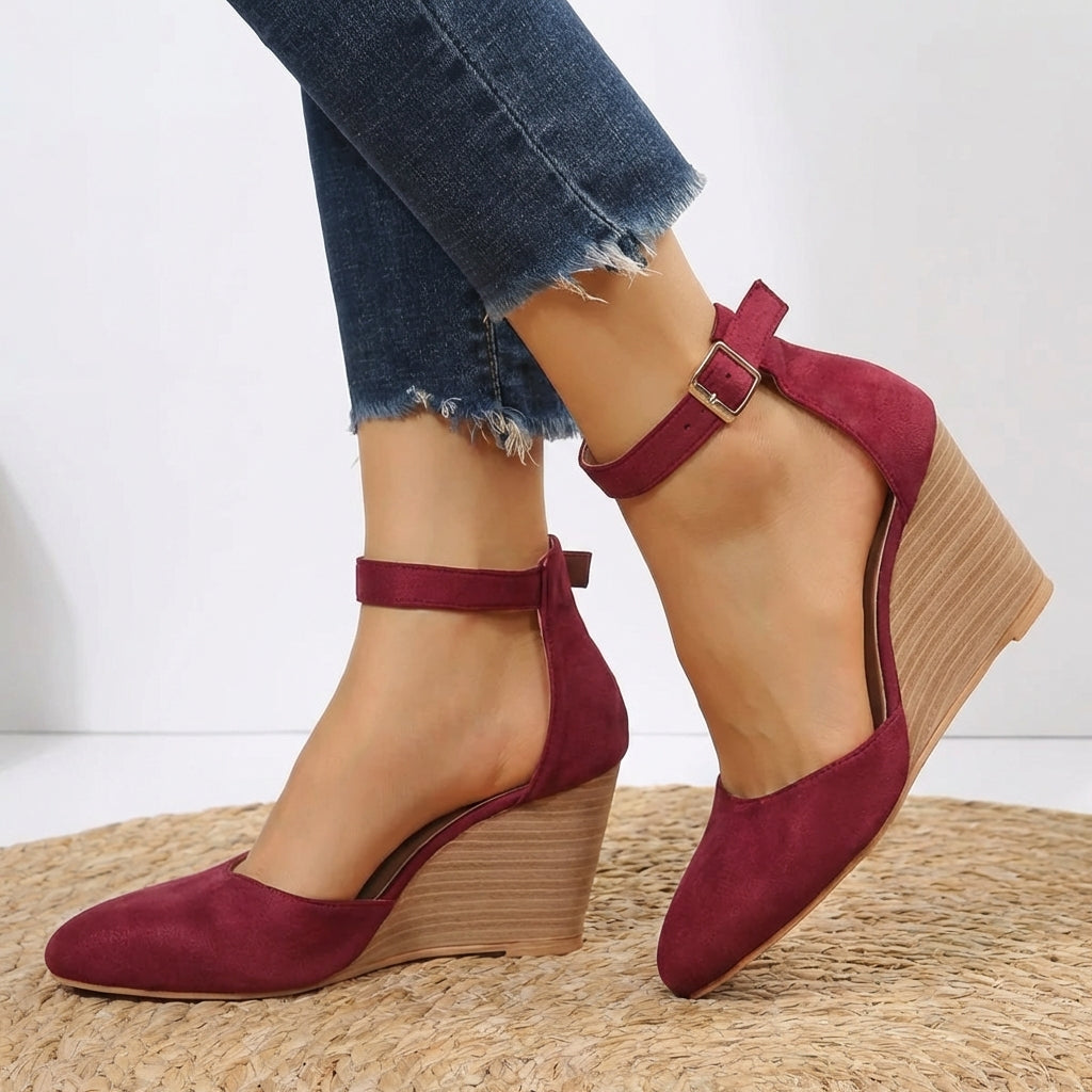 Women's Pointed-Toe Wedges with Ankle Strap – Elegant Comfort and Refined Craftsmanship