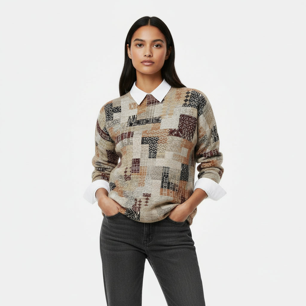 Women's Printed Crewneck Sweater